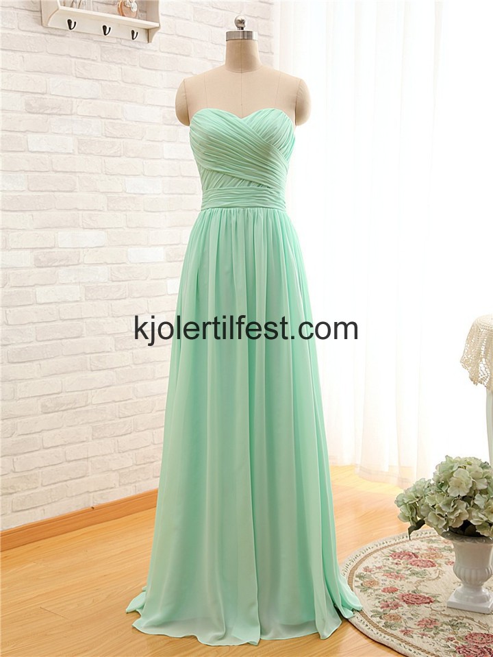 A-Linje Kjreste Lange Mint Chiffon Selskapskjoler